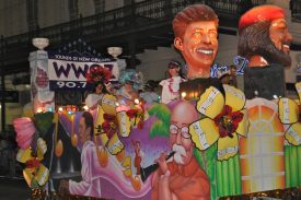 WWOZ float in the 2011 Krewe of Muses parade
