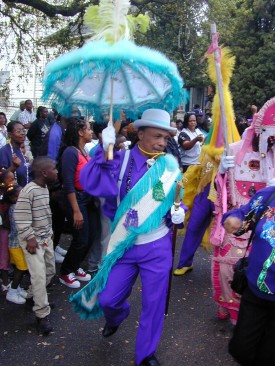 He shared Chief Drew's vision for having second liners parade in tandem with a Mardi Gras Indian gang, in the limelight of the Zulu parade.