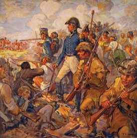Painting showing Andrew Jackson surveying the scene at the Battle of New Orleans