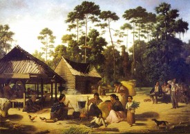Painting of Choctaw Village scene