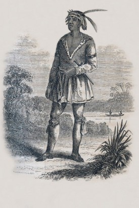 Illustration of John Horse wearing feathered headband