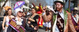 Second lining in the Red Beans parade on Lundi Gras 2011