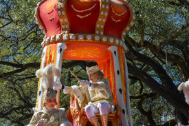 Rex, King of Carnival, on his float at Mardi Gras 2016